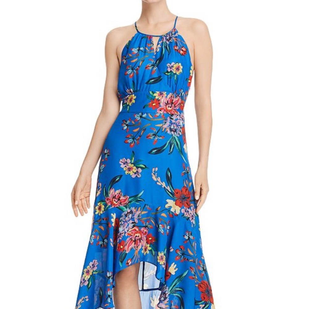 Parker Davina Blue Sleeveless Halter High-Low Ruffle Dress NWT 4 Retail $398 - Picture 9 of 9